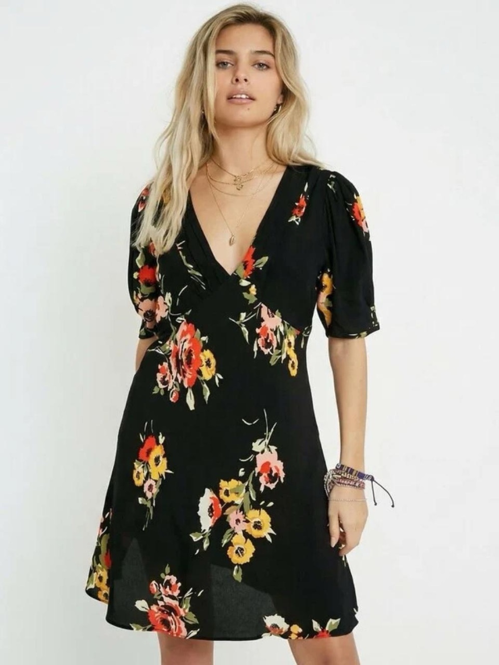 Free People Neon Garden Floral Mini Dress